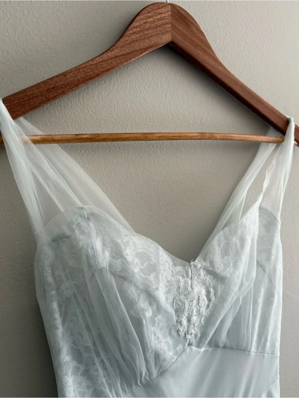 Vintage Light Blue Nylon Maxi Slip Dress Chemise Lingerie - Picture 4 of 7